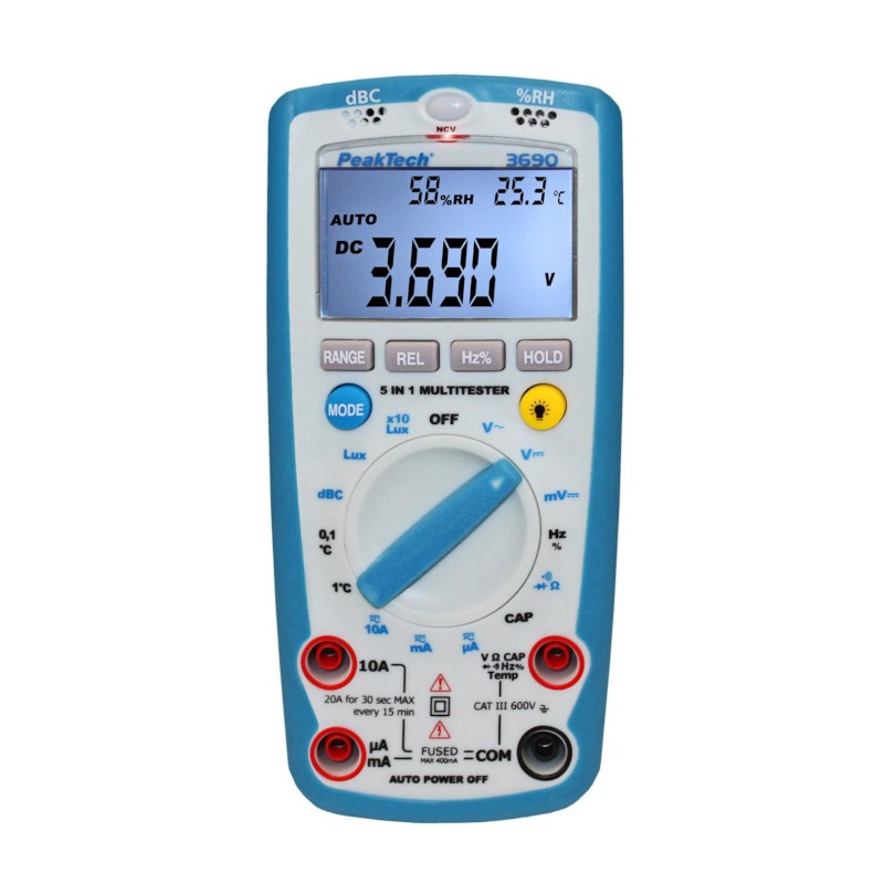 5 in 1 Digitales Multimeter 600 V AC/DC, extra Funktionen