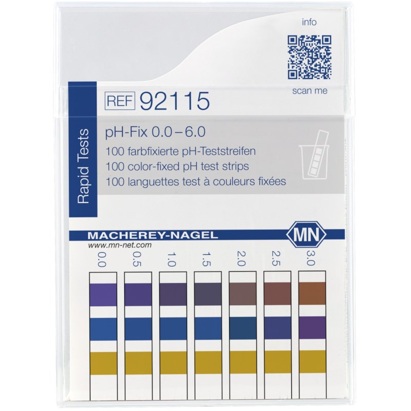 pH Teststäbchen, pH‑Fix 0,0–6,0, farbfixiert, nicht blutend