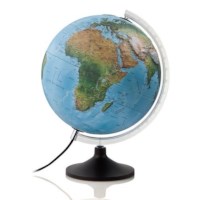 Reliefglobus, englisch Beschriftung