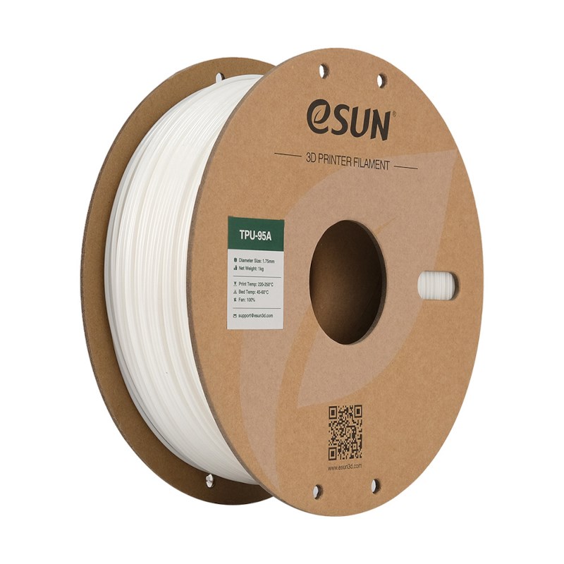 eSUN eTPU-95A Filament 1,75 mm Weiß 1 kg mit Spule