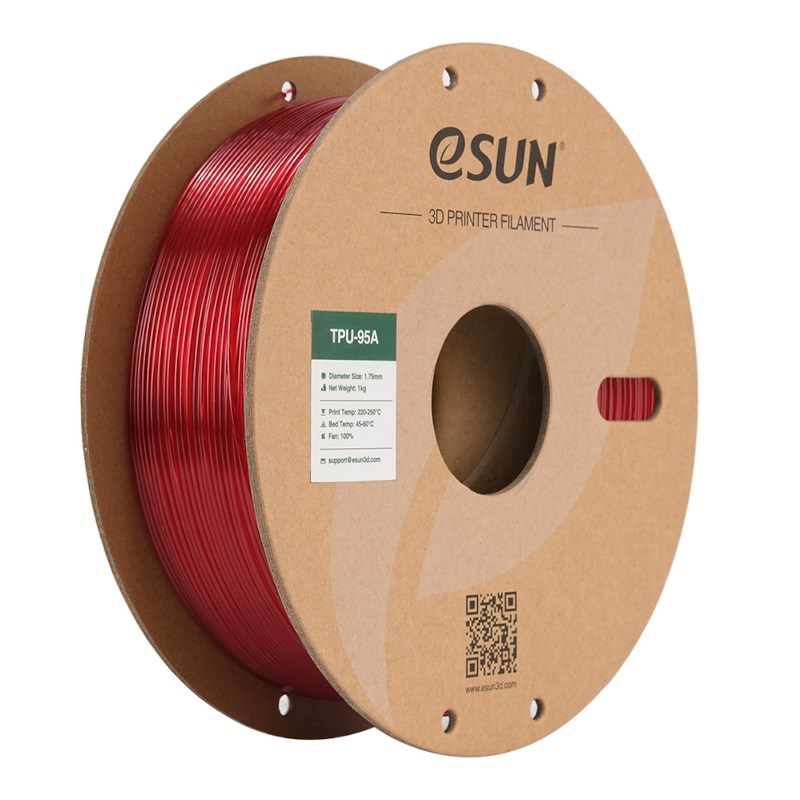 eSUN eTPU-95A Filament 1,75 mm Klar Rot 1 kg mit Spule