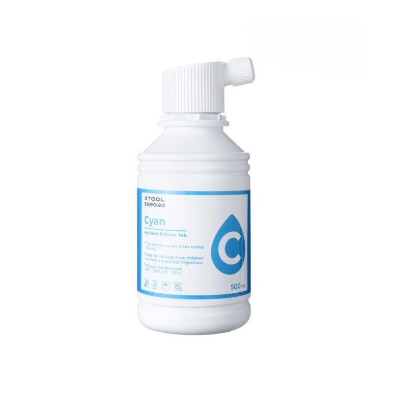 xTool Selected Apparel Printer Ink | Cyan | 500 ml