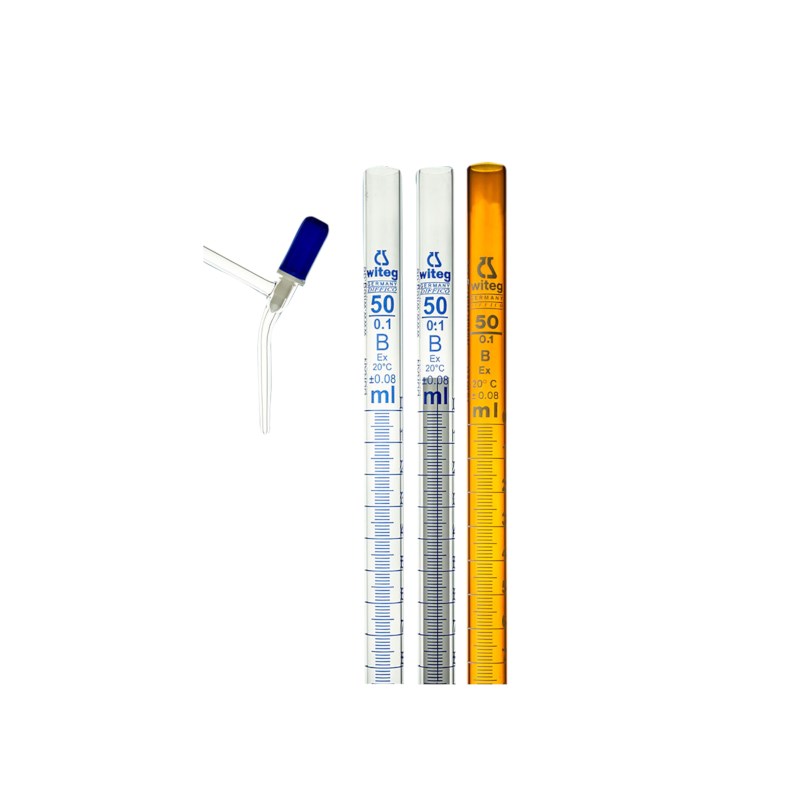 Buret | Met PTFE-kraan | Gebogen | 50 ml