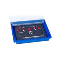 Practicum Destillatieset GL25 in foam inlage in Gratnells bak met deksel