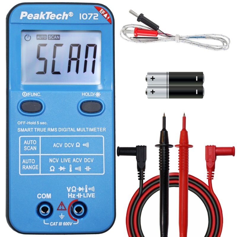 Smart multimeter 600 V AC/DC NCV & live test