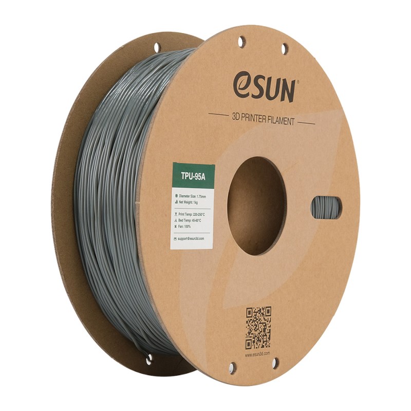 eSUN eTPU-95A Filament 1.75 mm grijs 1 kg met spoel