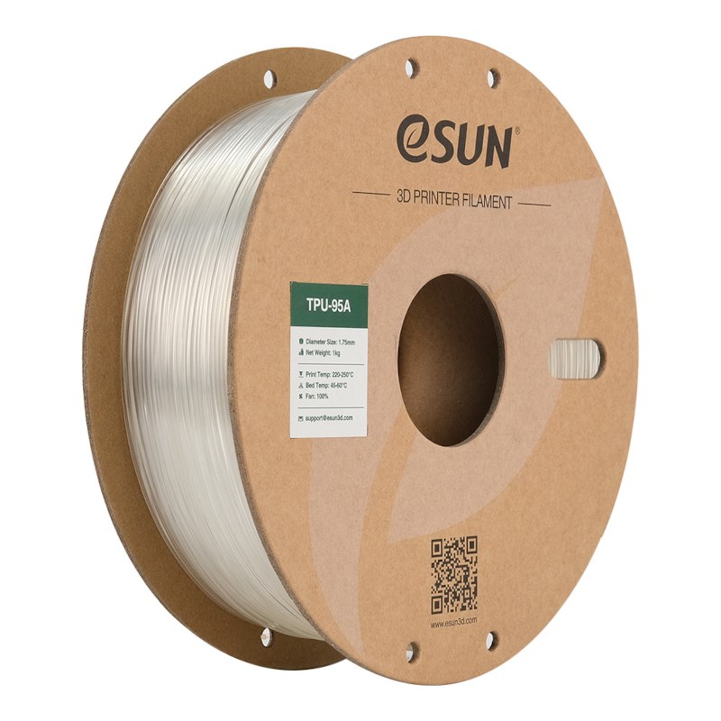 eSUN eTPU-95A Filament 1.75 mm clear 1 kg met spoel
