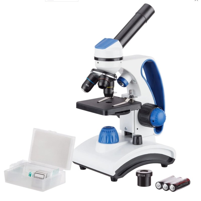 AmScope monoculaire microscoop 4X/10X/40X objectieven en objecttafel