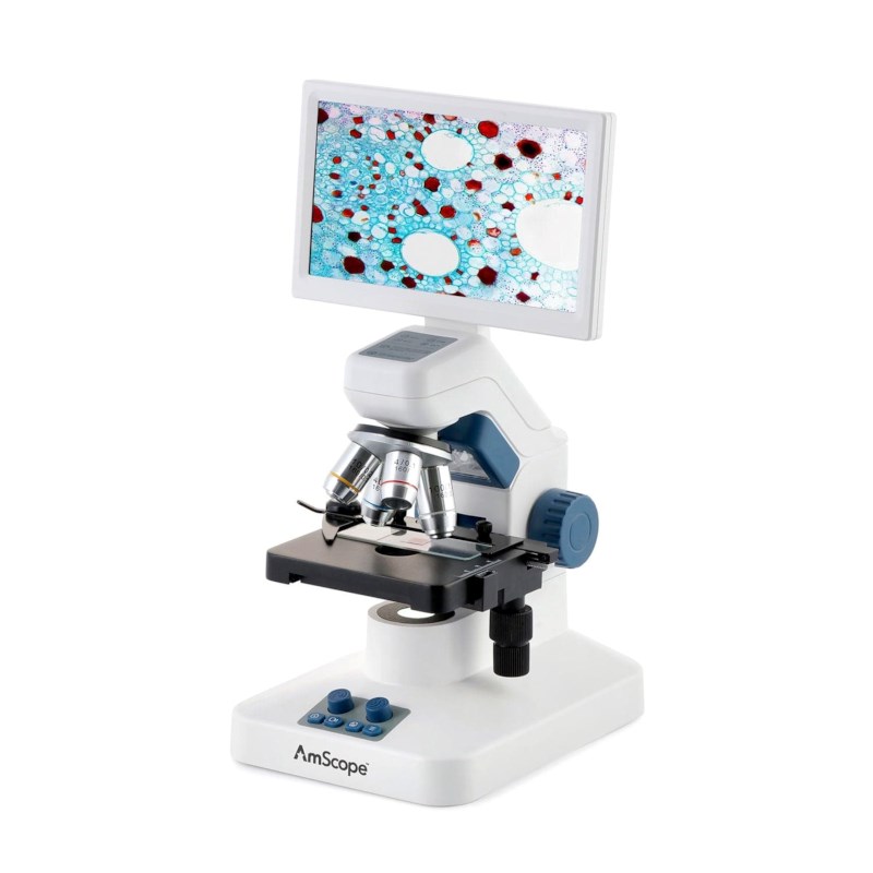 AmScope Full HD Digitale microscoop met 4X/10X/40X/100X objectieven en geïntegreerde kruistafel