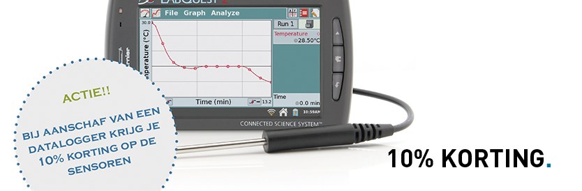 Bij aanschaf van een datalogger 10% korting op sensoren van Vernier
